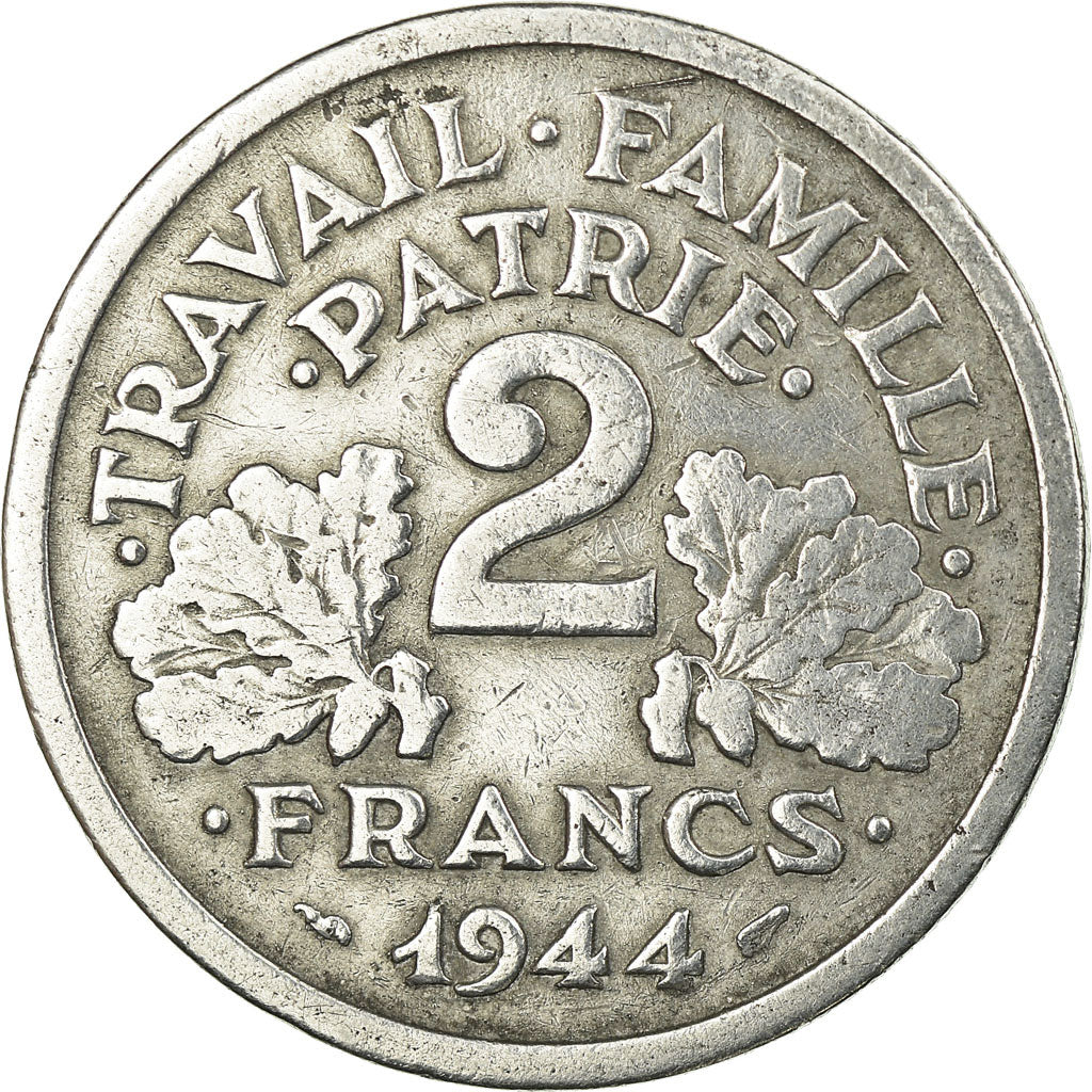 Coin, France, Bazor, 2 Francs, 1944, Castelsarrasin, VF(30-35), Aluminum