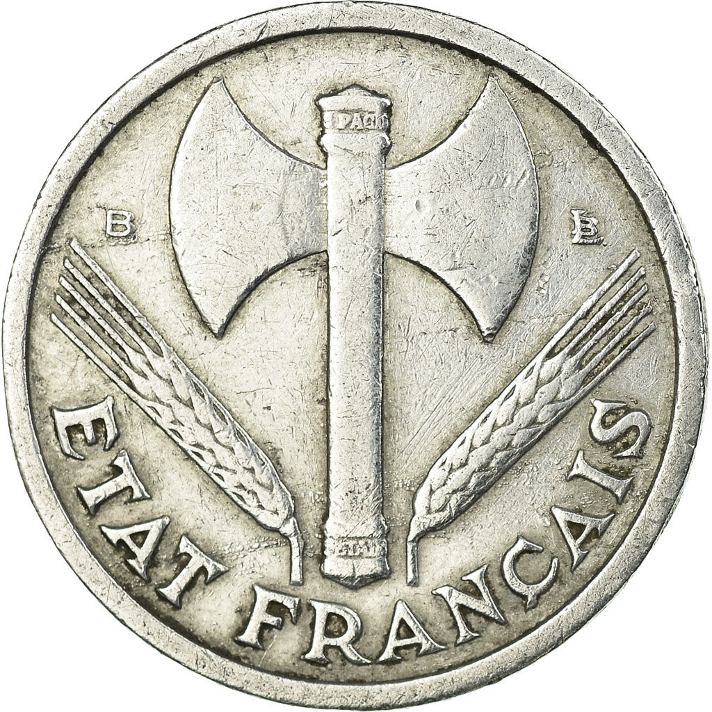 Moneta, Francia, Bazor, 2 Francs, 1944, Beaumont - Le Roger, BB, Alluminio