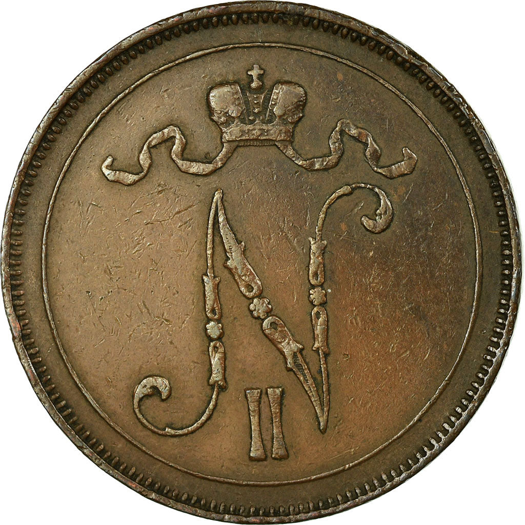 Münze, Finnland, Nicholas II, 10 Pennia, 1899, S+, Kupfer, KM:14