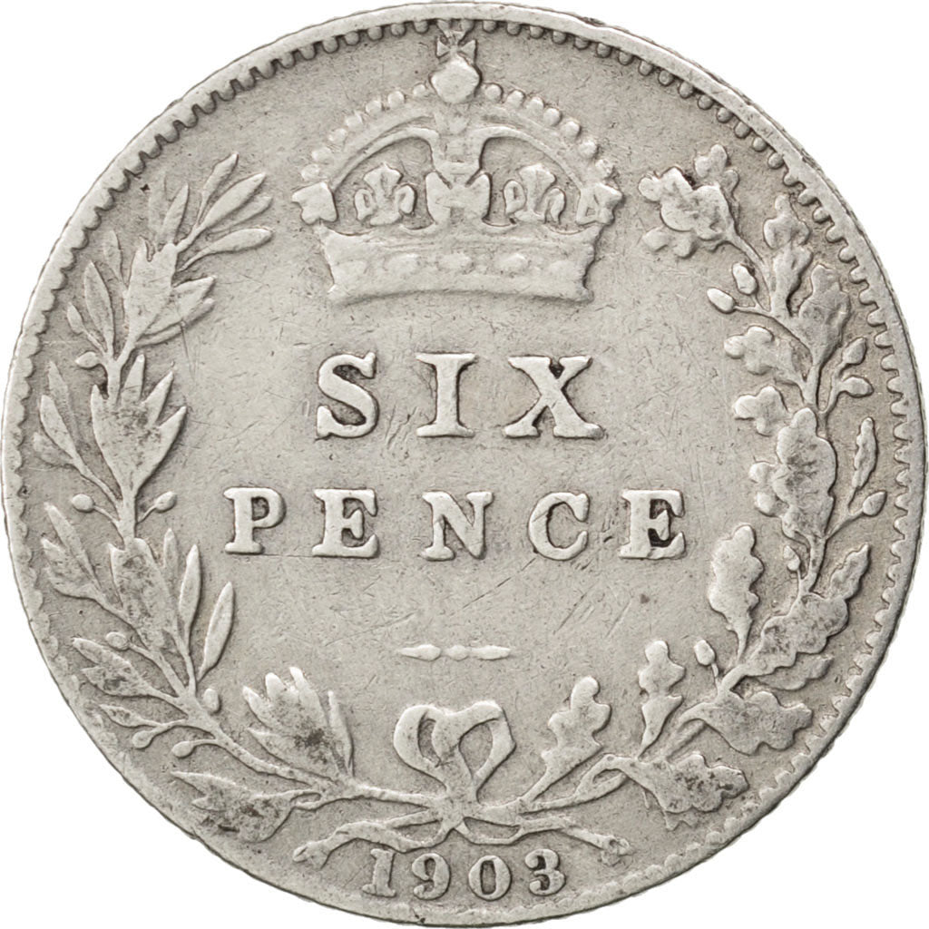 GREAT BRITAIN, 6 Pence, 1903, KM #799, VF(30-35), Silver, 19.5, 2.75