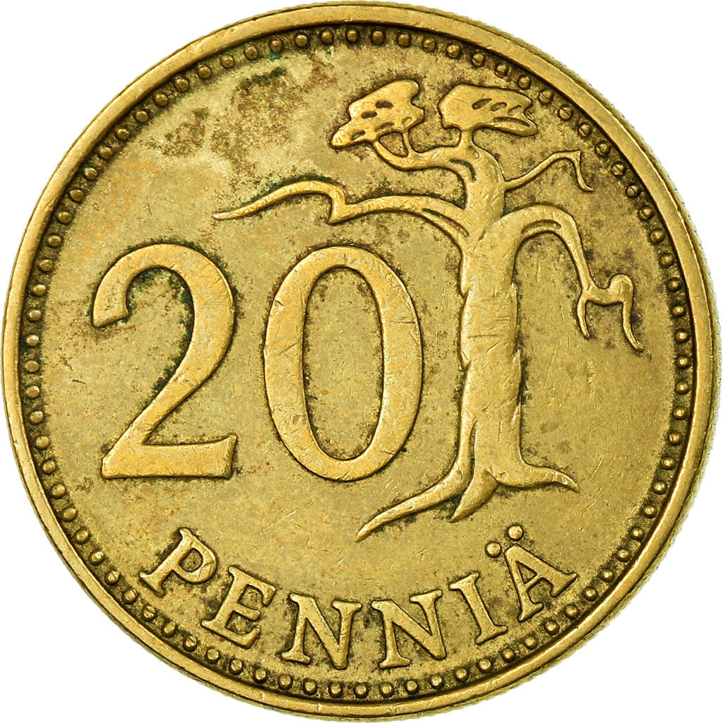 Moneta, Finlandia, 20 Pennia, 1980, EF(40-45), Aluminium-Brąz, KM:47