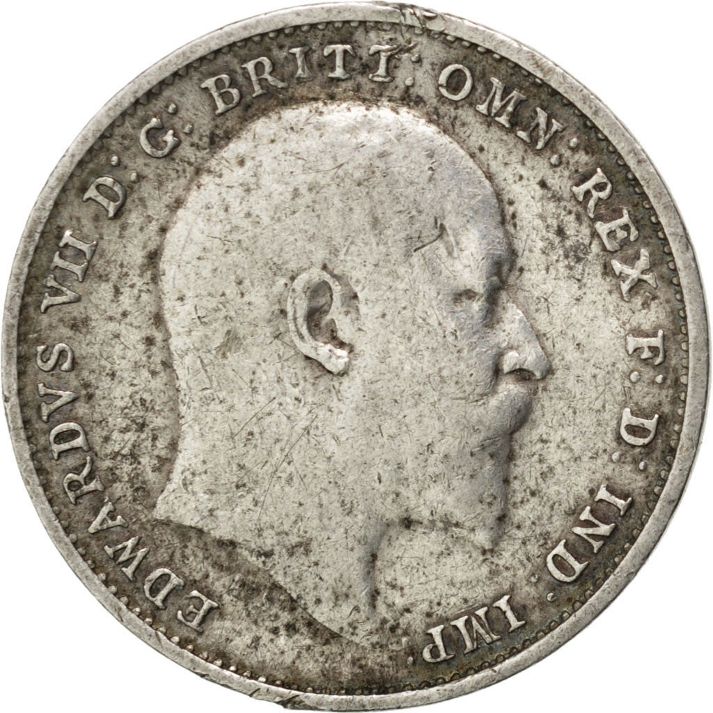 GREAT BRITAIN, 3 Pence, 1909, KM #797.2, EF(40-45), Silver, 16, 1.38