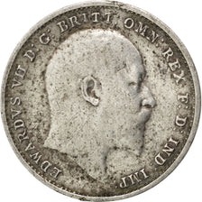GREAT BRITAIN, 3 Pence, 1909, KM #797.2, EF(40-45), Silver, 16, 1.38