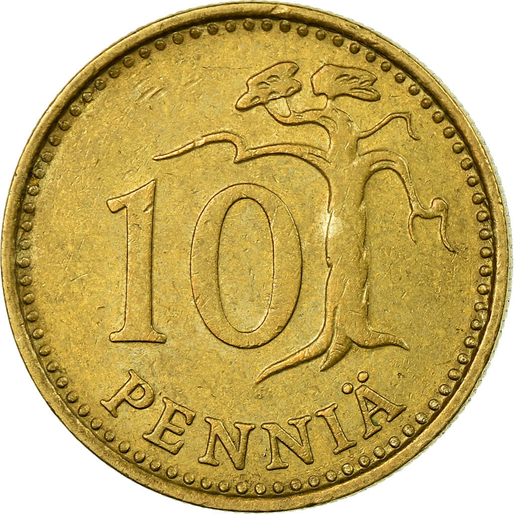 Moneta, Finlandia, 10 Pennia, 1980, EF(40-45), Aluminium-Brąz, KM:46