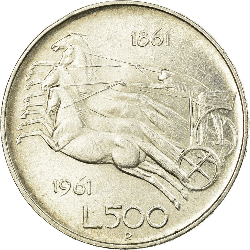 Coin, Italy, 500 Lire, 1961, Rome, AU(55-58), Silver, KM:99