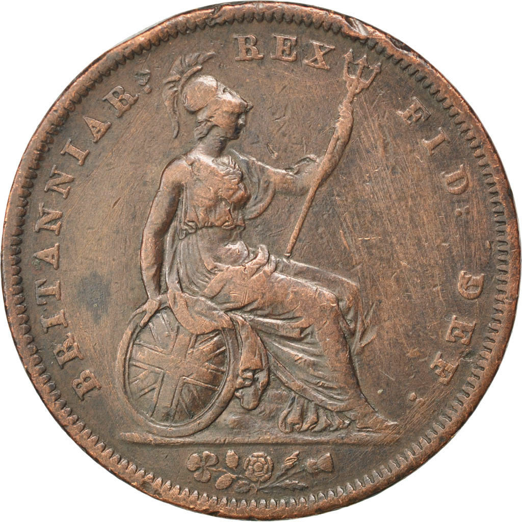Great Britain, Penny, 1826, KM #693, AU(50-53), Copper, 18.80