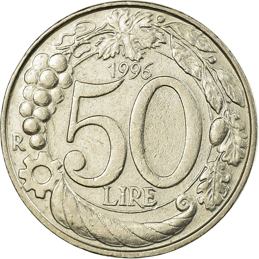 Coin, Italy, 50 Lire, 1996, Rome, EF(40-45), Copper-nickel, KM:183
