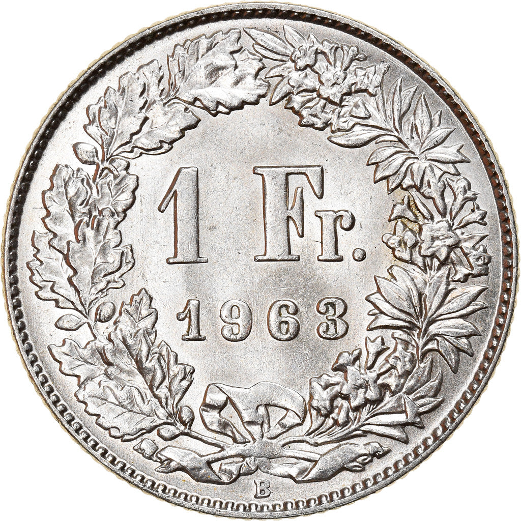 Coin, Switzerland, Franc, 1963, Bern, MS(63), Silver, KM:24