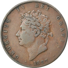 Coin, Great Britain, George IV, 1/2 Penny, 1827, VF(30-35), Copper, KM:692