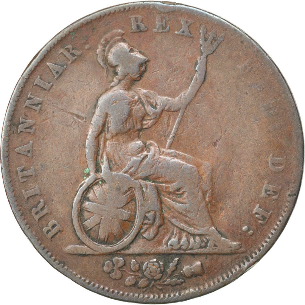Coin, Great Britain, George IV, 1/2 Penny, 1827, VF(30-35), Copper, KM:692