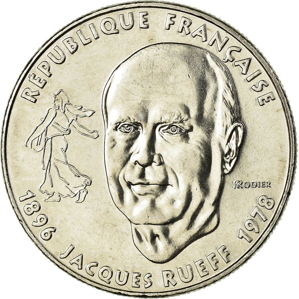 Moneda, Francia, Jacques Rueff, Franc, 1996, SC, Níquel, KM:1160, Gadoury:481