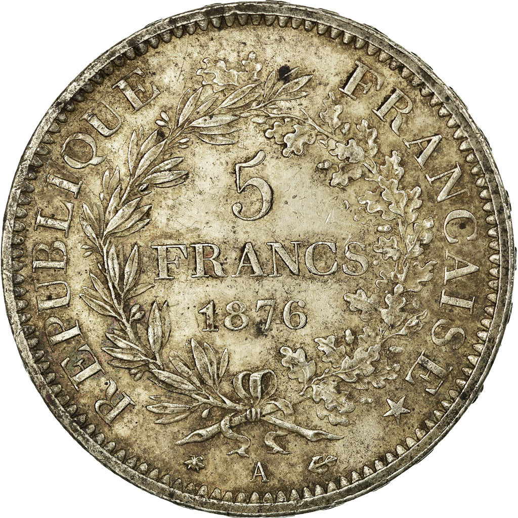 Moneta, Francia, Hercule, 5 Francs, 1876, Paris, BB, Argento, KM:820.1