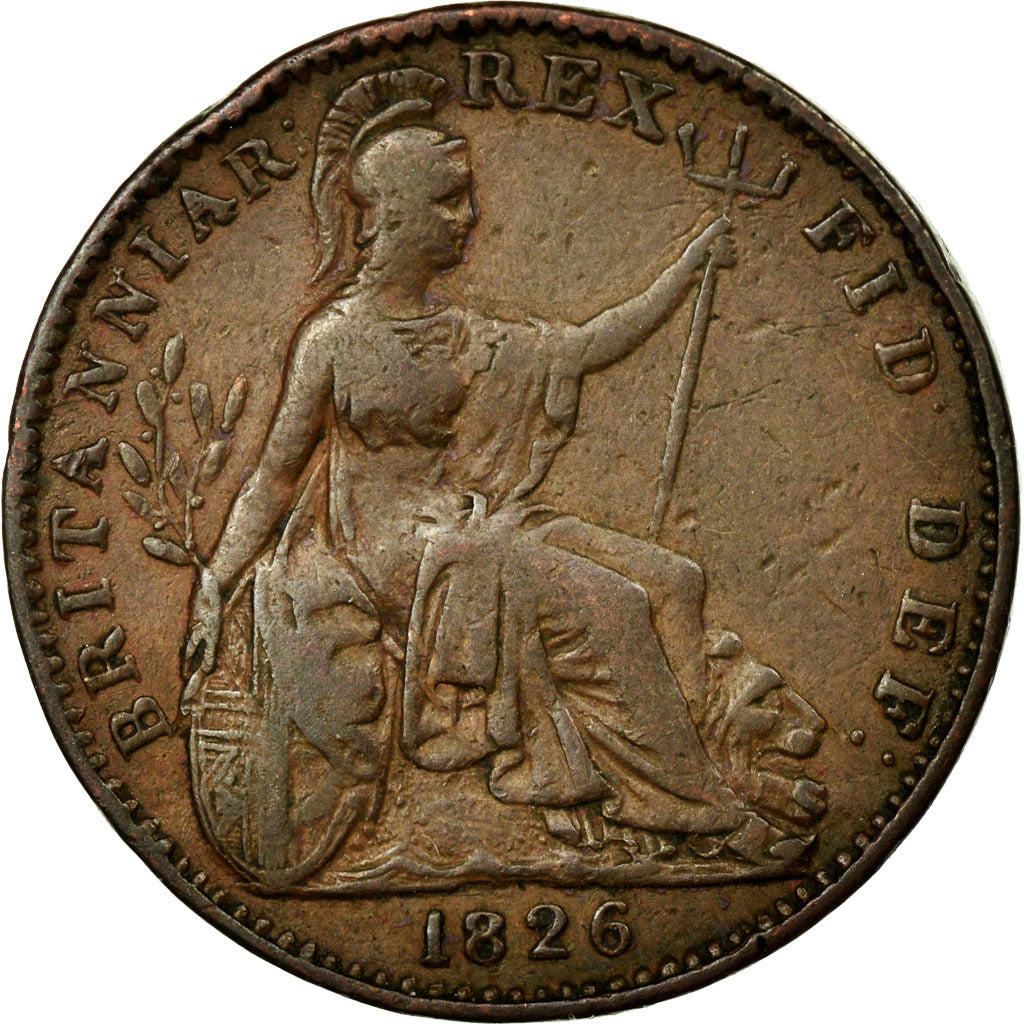 Coin, Great Britain, George IV, Farthing, 1826, AU(50-53), Copper, KM:677