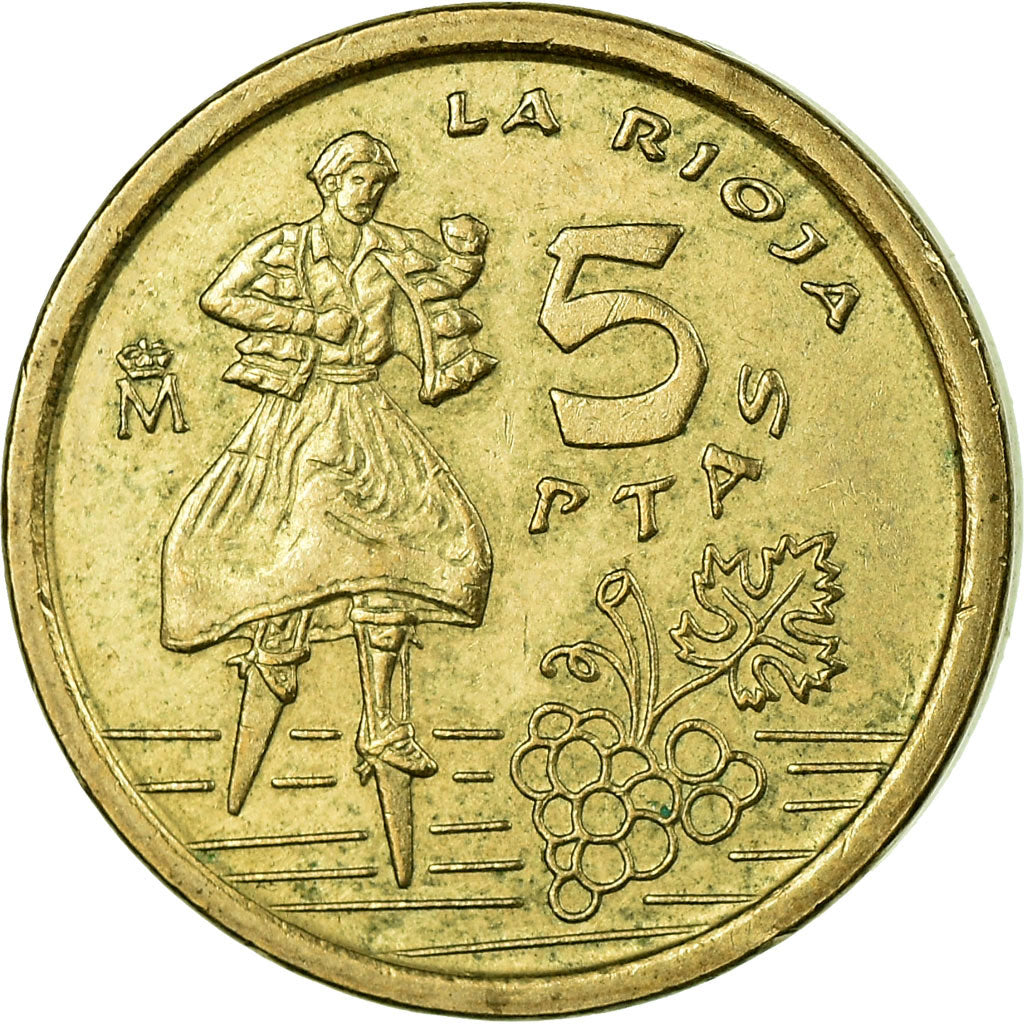 Moneda, España, Juan Carlos I, La Rioja, 5 Pesetas, 1996, Madrid, MBC, Aluminio