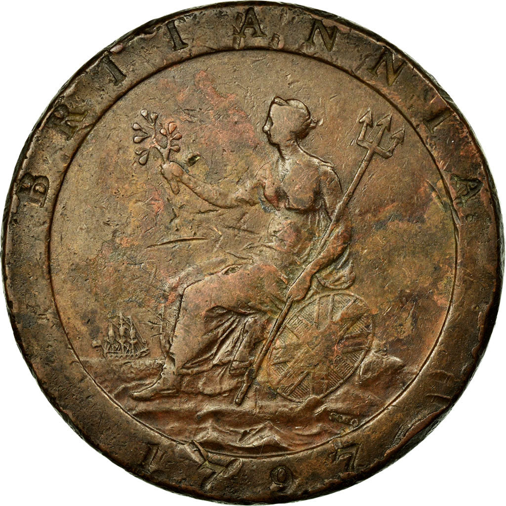 Coin, Great Britain, George III, Penny, 1797, EF(40-45), Copper, KM:618