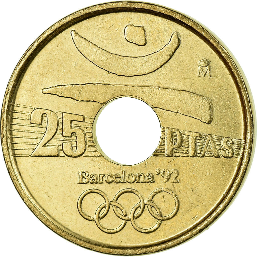 Coin, Spain, Juan Carlos I, 1992 Olympics, 25 Pesetas, 1991, Madrid, EF(40-45)