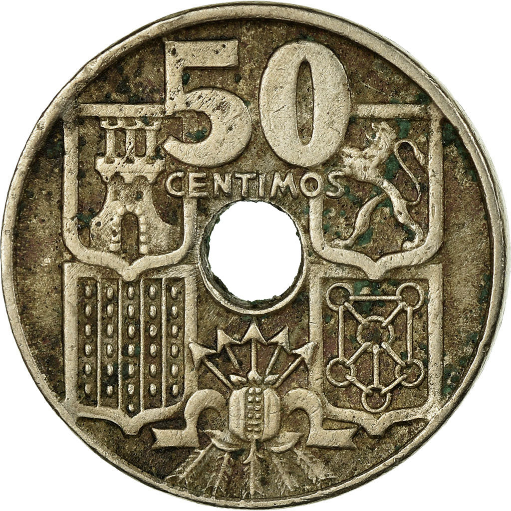 Monnaie, Espagne, Francisco Franco, caudillo, 50 Centimos, 1949, TTB
