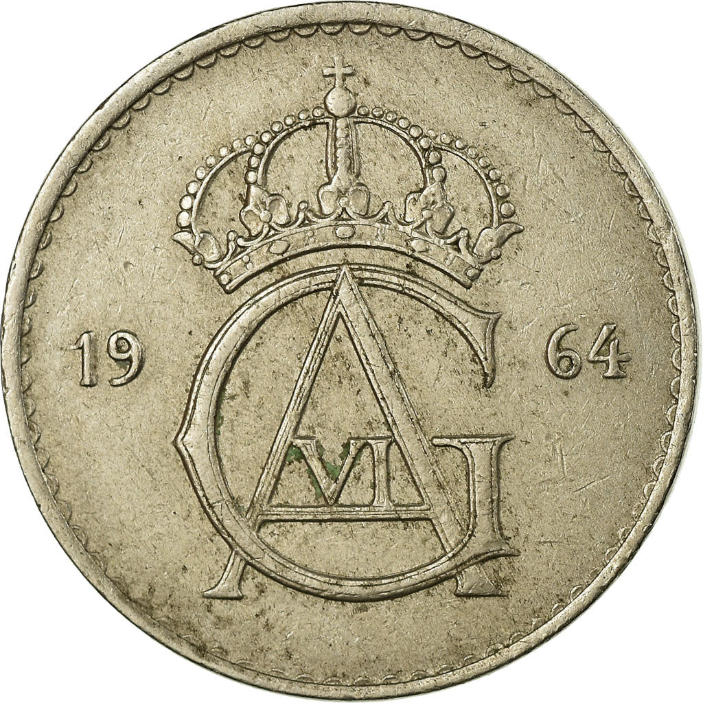 Moeda, Suécia, Gustaf VI, 50 Öre, 1964, VF(30-35), Cobre-níquel, KM:837