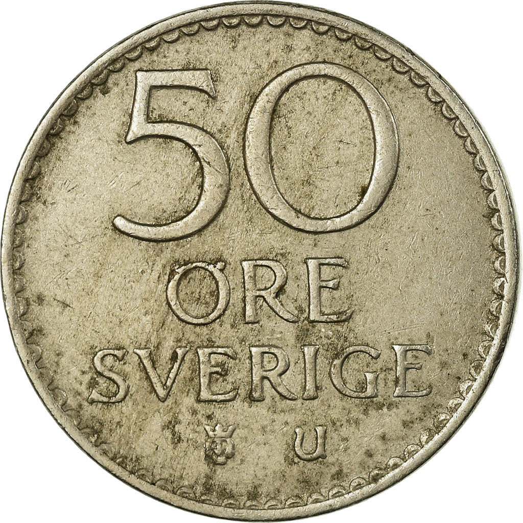 Moeda, Suécia, Gustaf VI, 50 Öre, 1964, VF(30-35), Cobre-níquel, KM:837