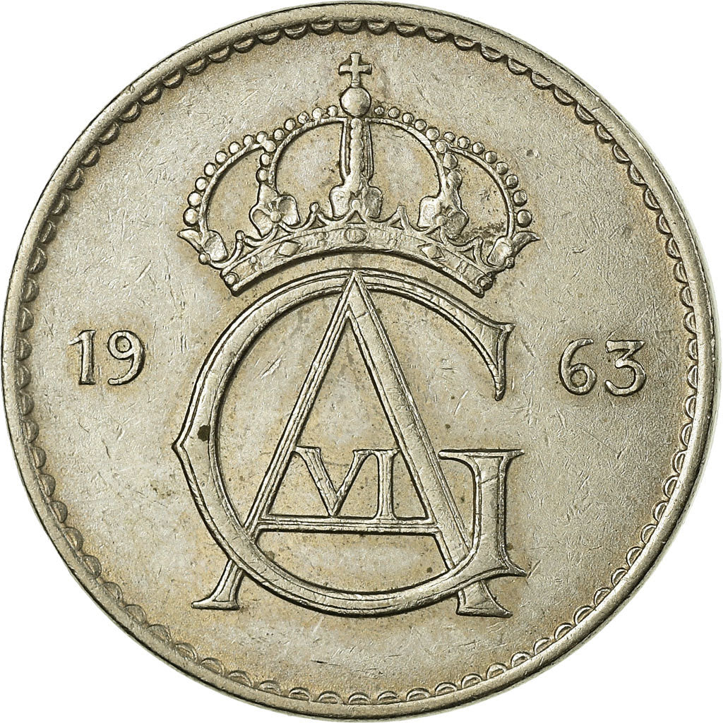 Moeda, Suécia, Gustaf VI, 50 Öre, 1963, EF(40-45), Cobre-níquel, KM:837