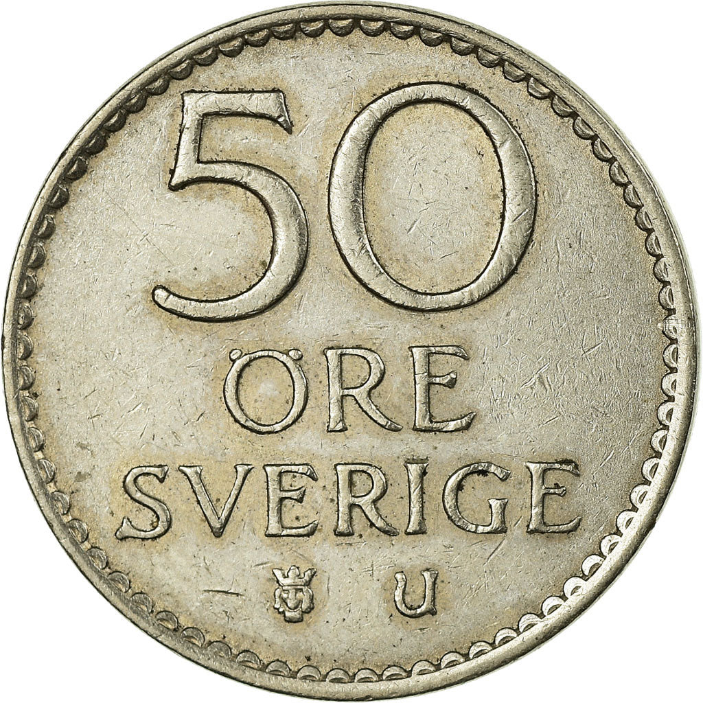 Moeda, Suécia, Gustaf VI, 50 Öre, 1963, EF(40-45), Cobre-níquel, KM:837