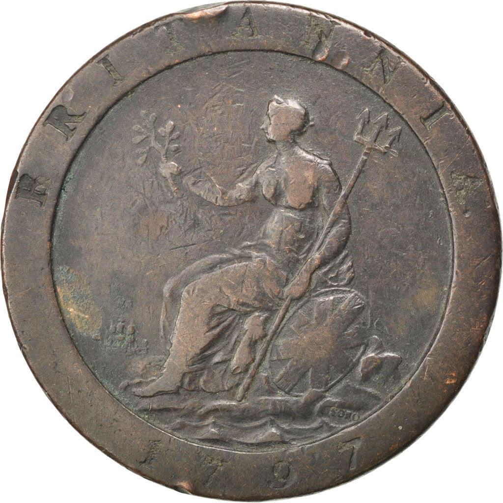 GREAT BRITAIN, Penny, 1797, KM #618, VF(30-35), Copper, 28.64
