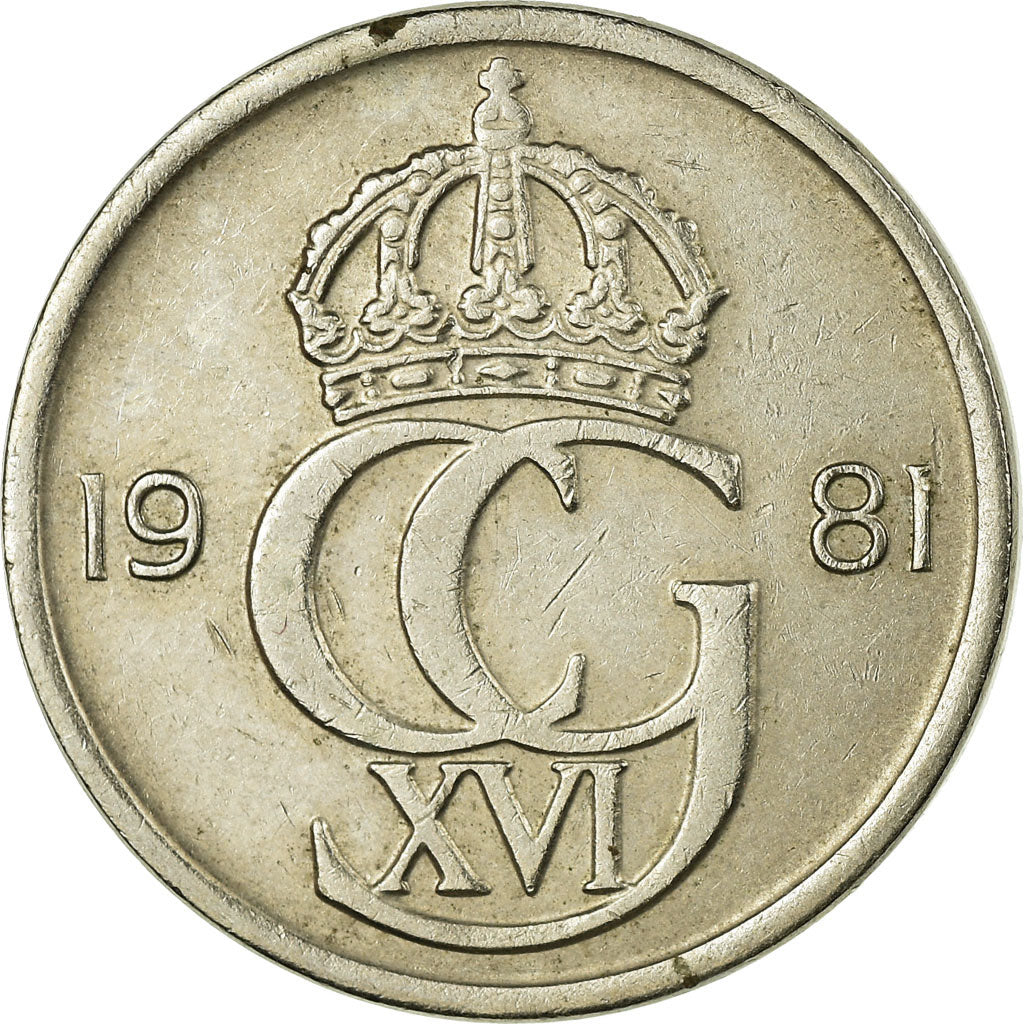 Moneta, Szwecja, Carl XVI Gustaf, 50 Öre, 1981, EF(40-45), Miedź-Nikiel