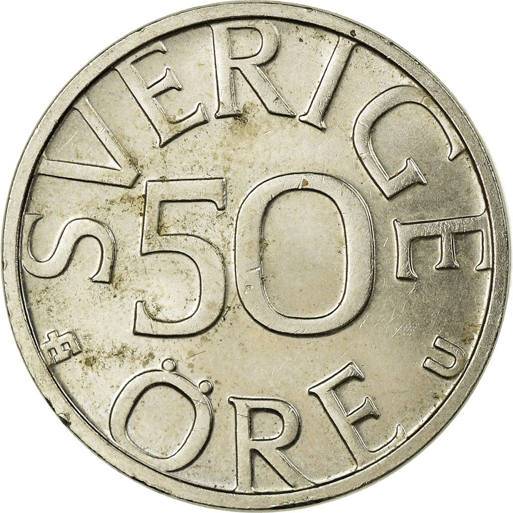 Coin, Sweden, Carl XVI Gustaf, 50 Öre, 1986, EF(40-45), Copper-nickel, KM:855