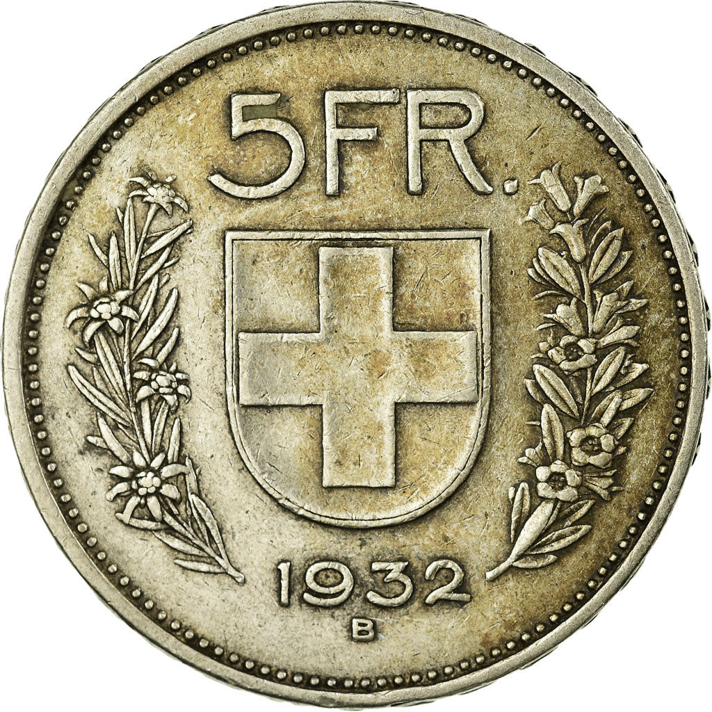 Moneda, Suiza, 5 Francs, 1932, Bern, MBC, Plata, KM:40