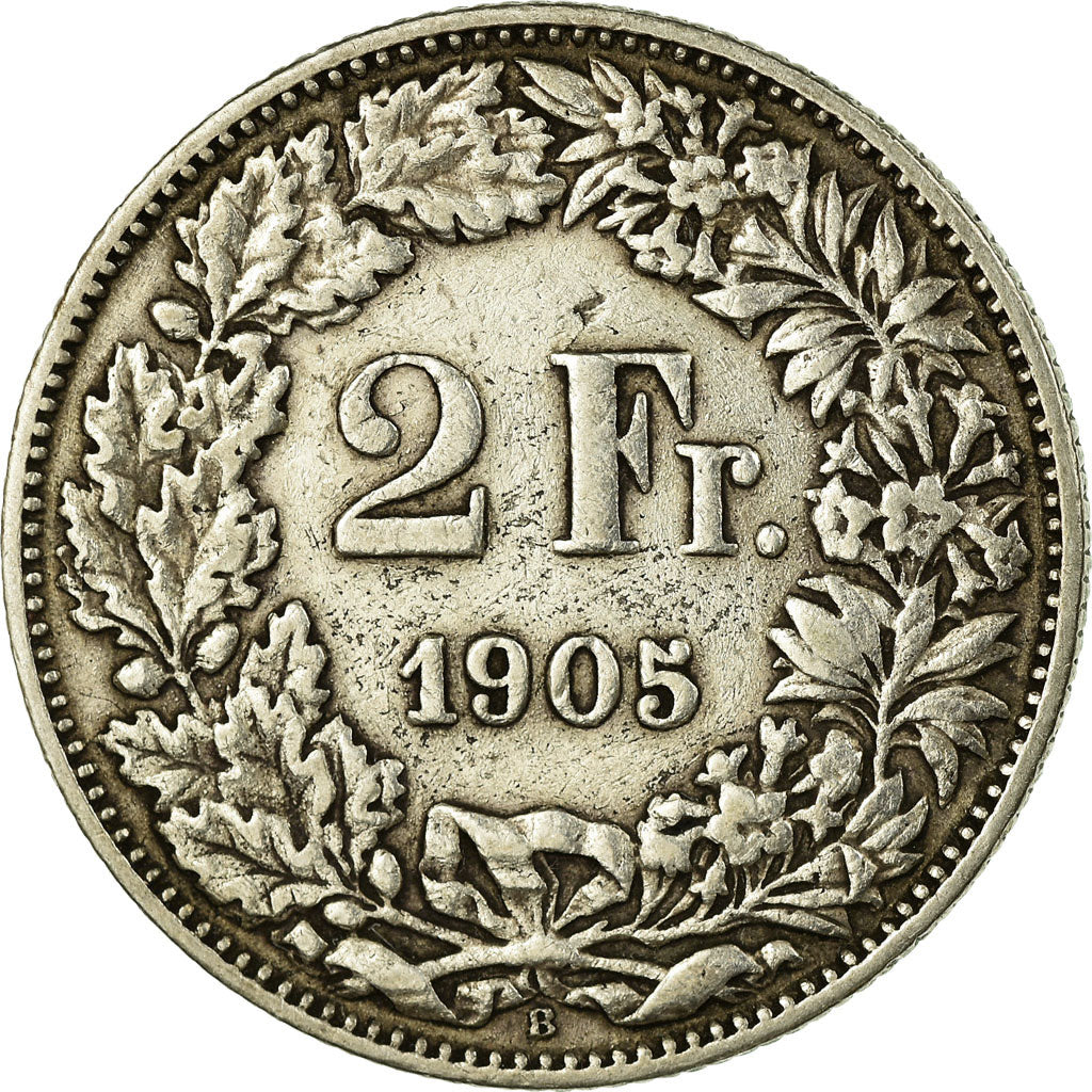 Coin, Switzerland, 2 Francs, 1905, Bern, EF(40-45), Silver, KM:21