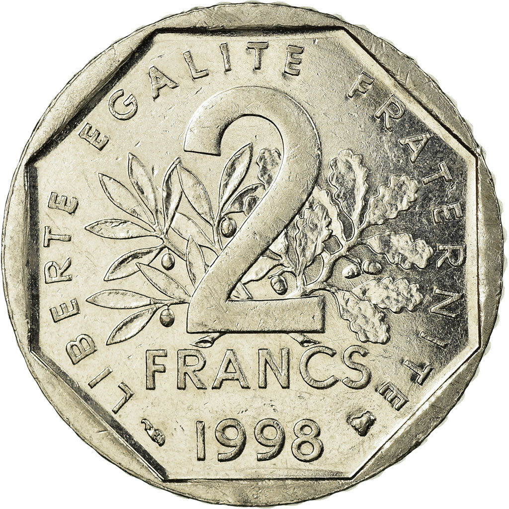 Munten, Frankrijk, Semeuse, 2 Francs, 1998, ZF, Nickel, KM:942.1, Gadoury:547