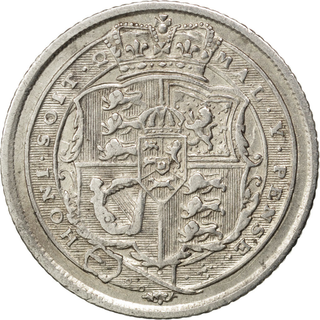 GREAT BRITAIN, 6 Pence, 1817, KM #665, AU(50-53), Silver, 2.80