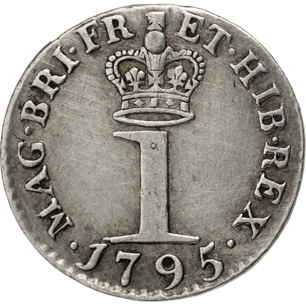 GREAT BRITAIN, Penny, 1795, KM #614, AU(50-53), Silver, 0.48