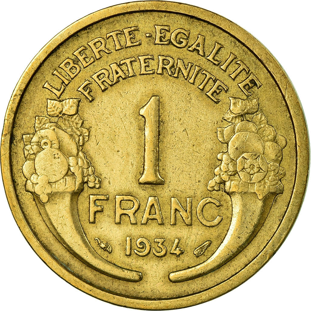 Munten, Frankrijk, Morlon, Franc, 1934, ZF, Aluminum-Bronze, KM:885, Gadoury:470