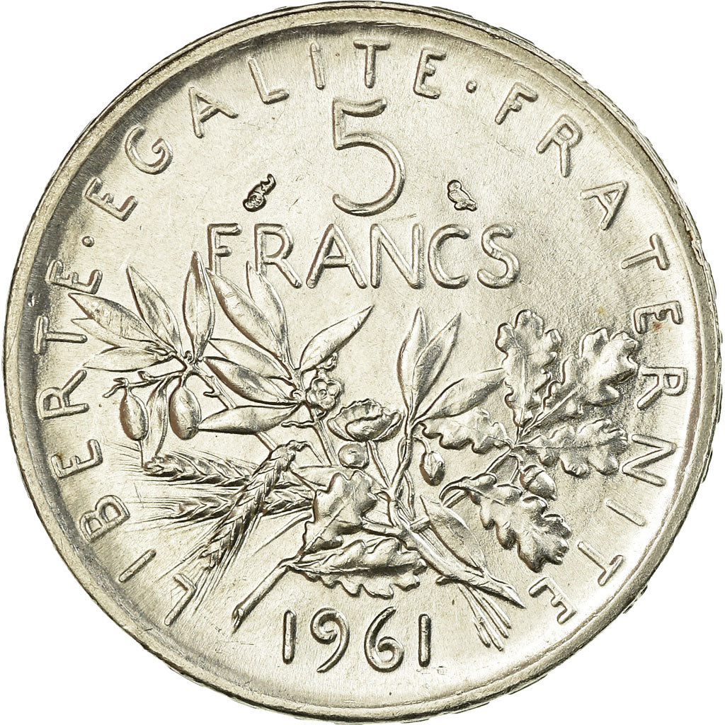 Moneta, Francia, Semeuse, 5 Francs, 1961, SPL-, Argento, KM:926, Gadoury:770