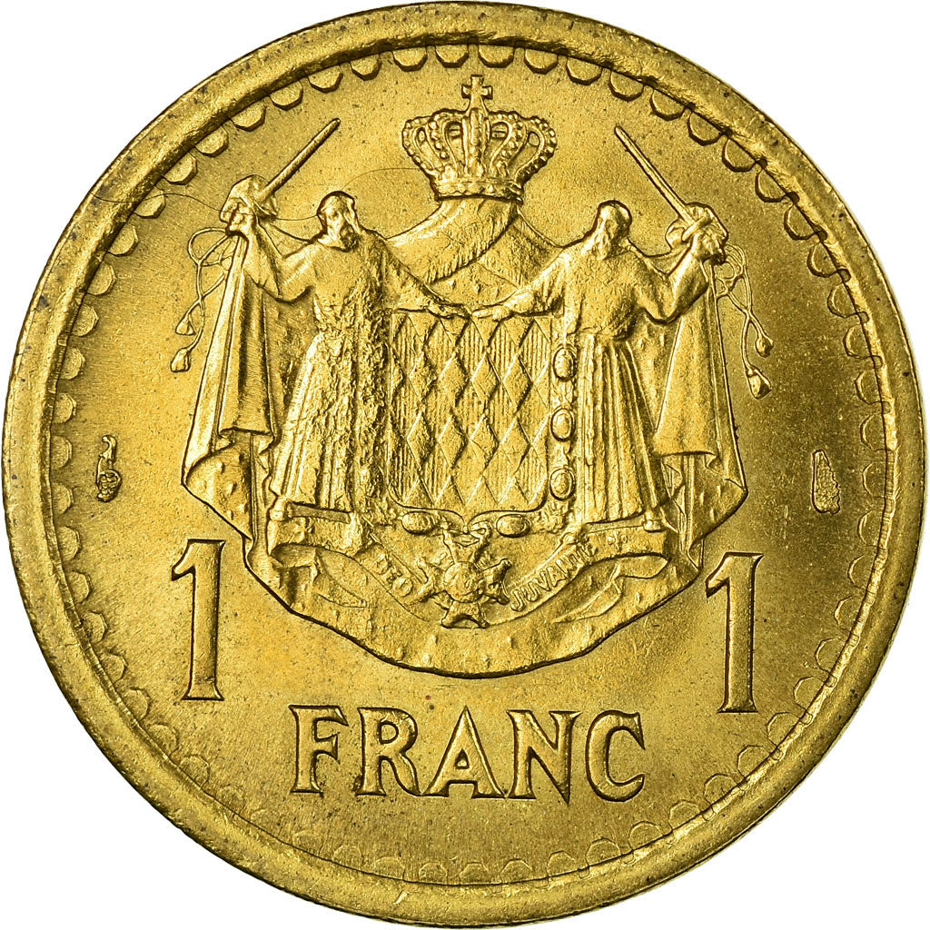 Moneta, Monaco, Louis II, Franc, Undated (1943), AU(55-58), Brąz-Aluminium