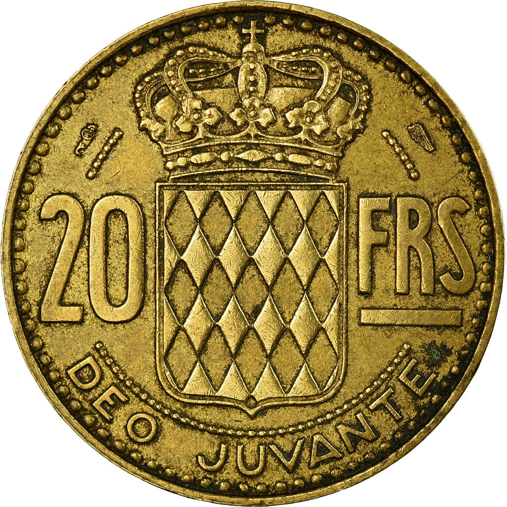 Coin, Monaco, Rainier III, 20 Francs, Vingt, 1951, AU(50-53), Aluminum-Bronze