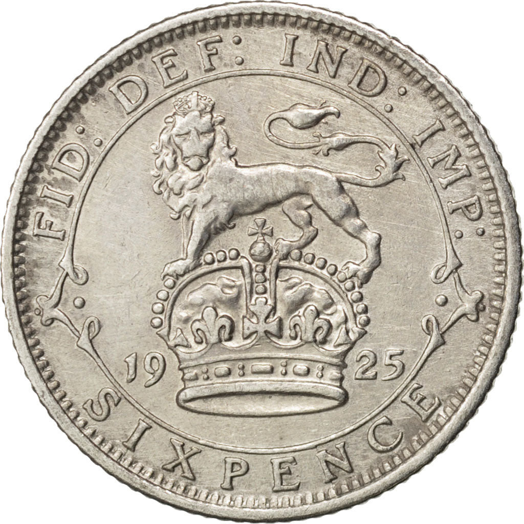GREAT BRITAIN, 6 Pence, 1925, KM #815a.2, AU(50-53), Silver, 19.5, 2.76