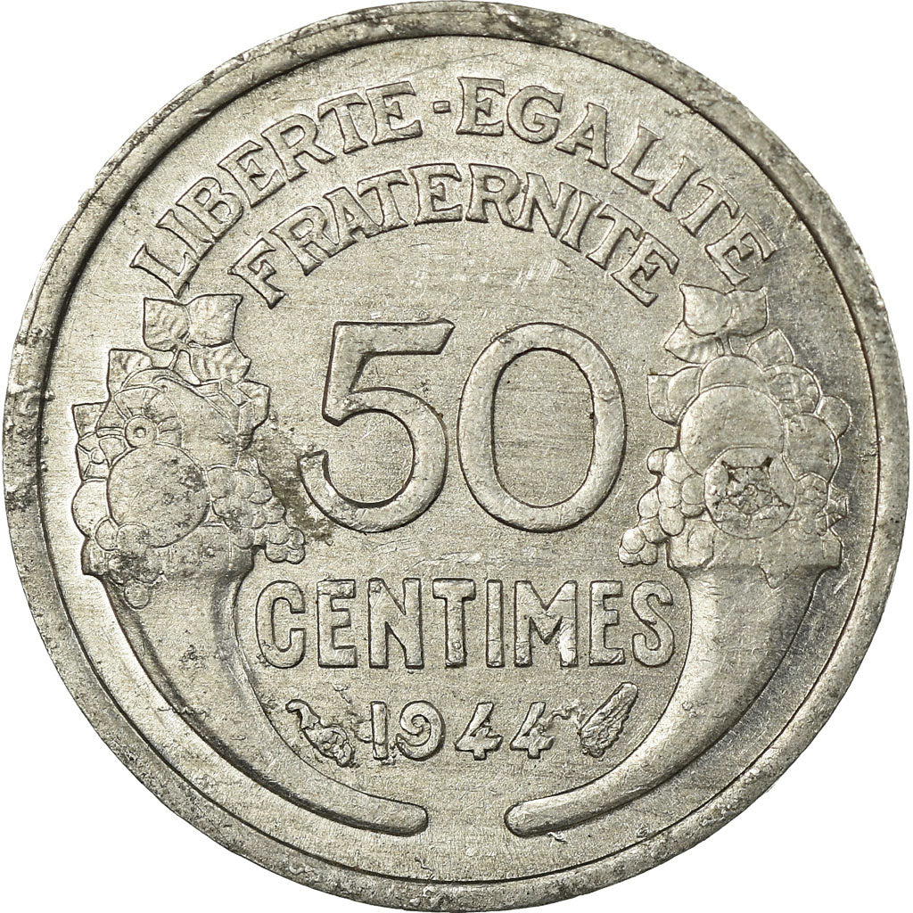Coin, France, Morlon, 50 Centimes, 1944, Paris, EF(40-45), Aluminum, KM:894.1a