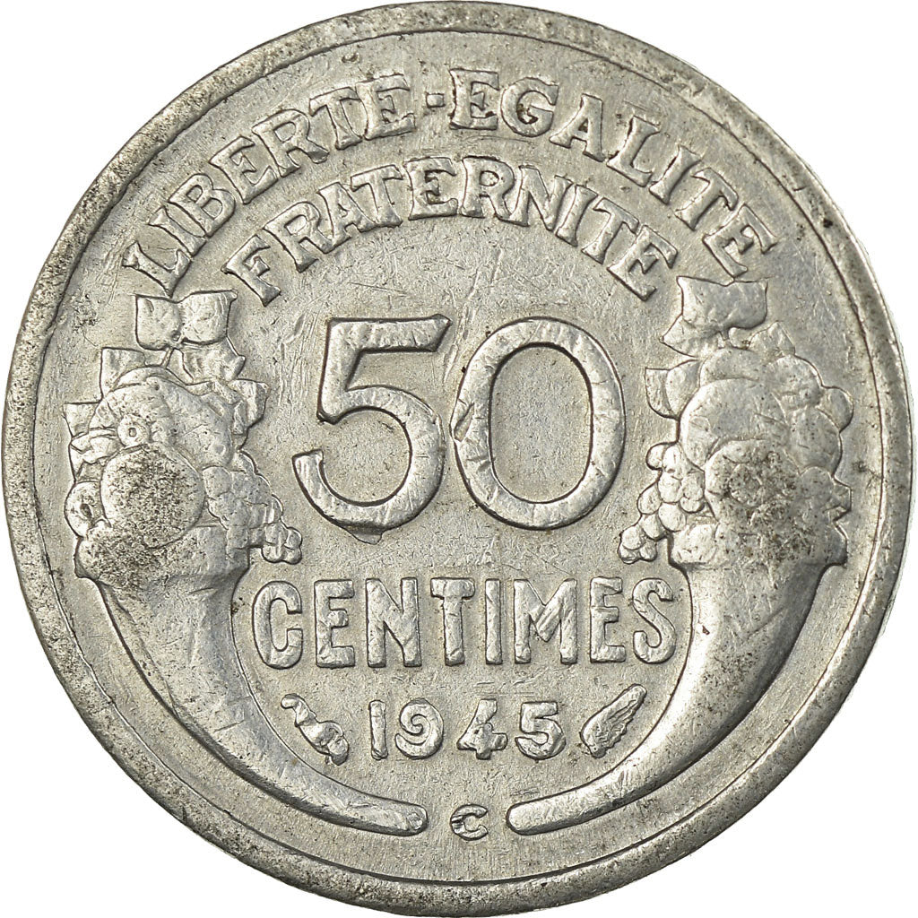 Coin, France, Morlon, 50 Centimes, 1945, Castelsarrasin, EF(40-45), Aluminum