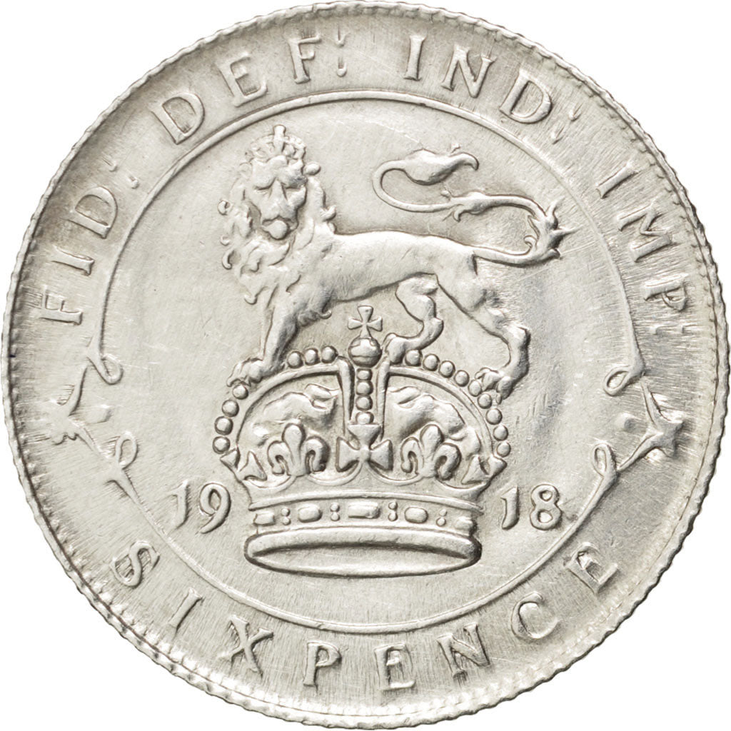 GREAT BRITAIN, 6 Pence, 1918, KM #815, AU(50-53), Silver, 19.5, 2.81