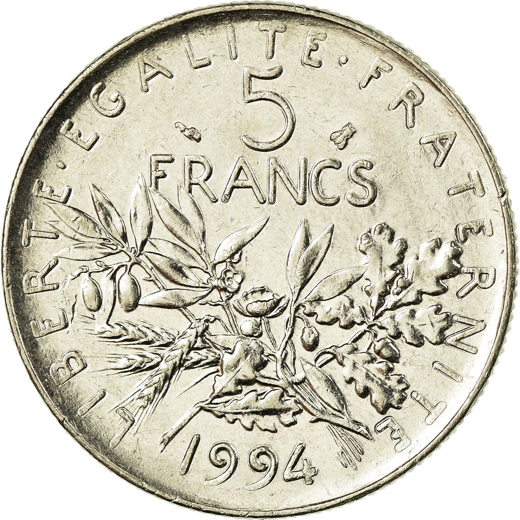 Moneta, Francia, Semeuse, 5 Francs, 1994, Paris, BB+, Nichel placcato