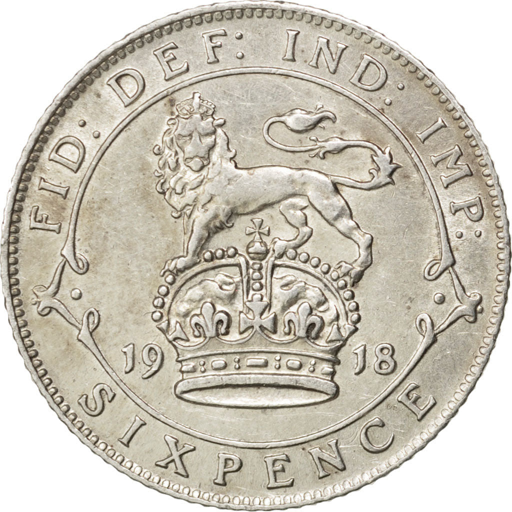 GREAT BRITAIN, 6 Pence, 1918, KM #815, EF(40-45), Silver, 19.5, 2.82
