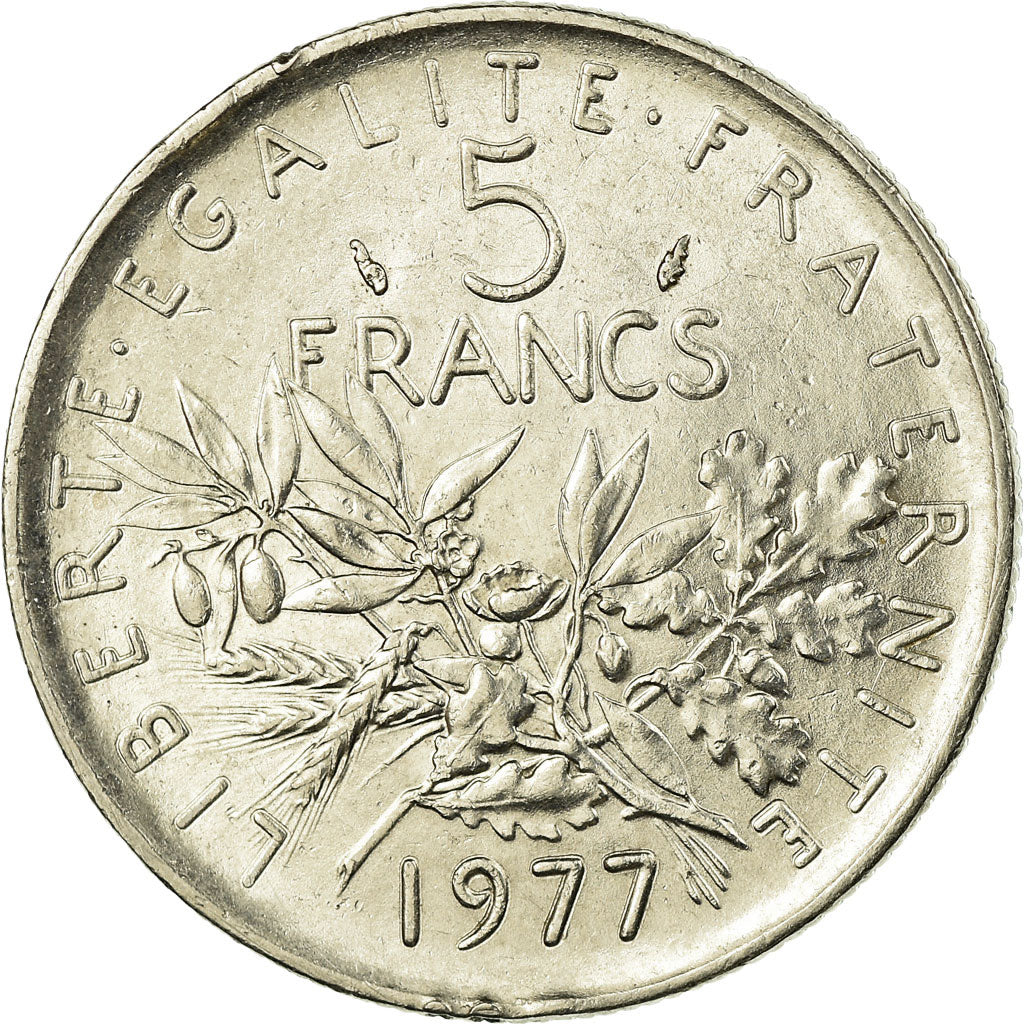 Coin, France, Semeuse, 5 Francs, 1977, Paris, EF(40-45), Nickel Clad