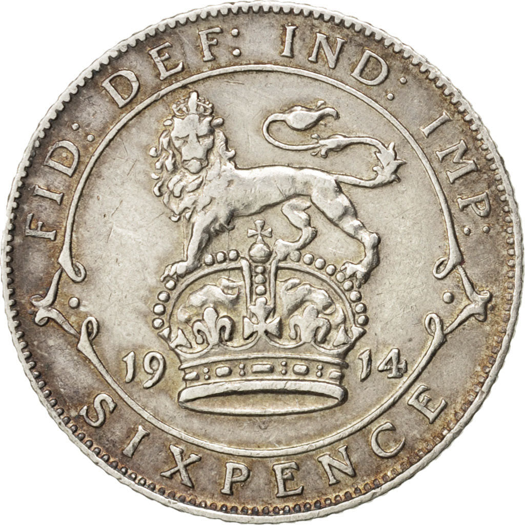 GREAT BRITAIN, 6 Pence, 1914, KM #815, EF(40-45), Silver, 19.5, 2.81