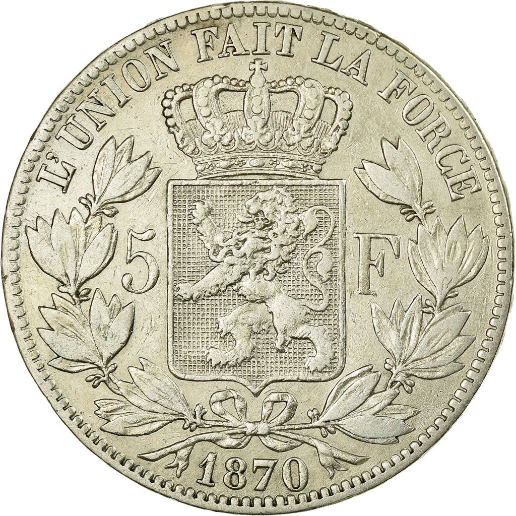 Coin, Belgium, Leopold II, 5 Francs, 5 Frank, 1870, EF(40-45), Silver, KM:24