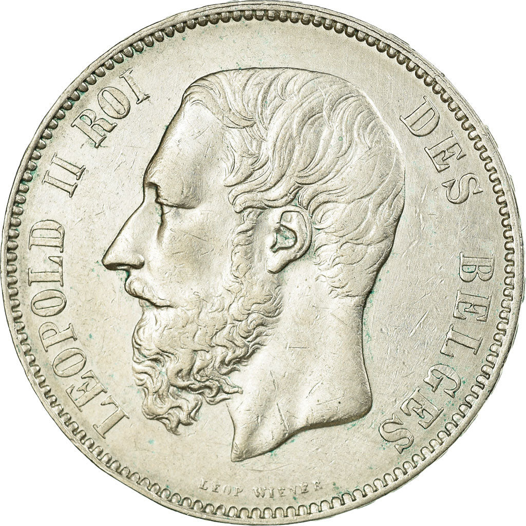Coin, Belgium, Leopold II, 5 Francs, 5 Frank, 1873, EF(40-45), Silver, KM:24
