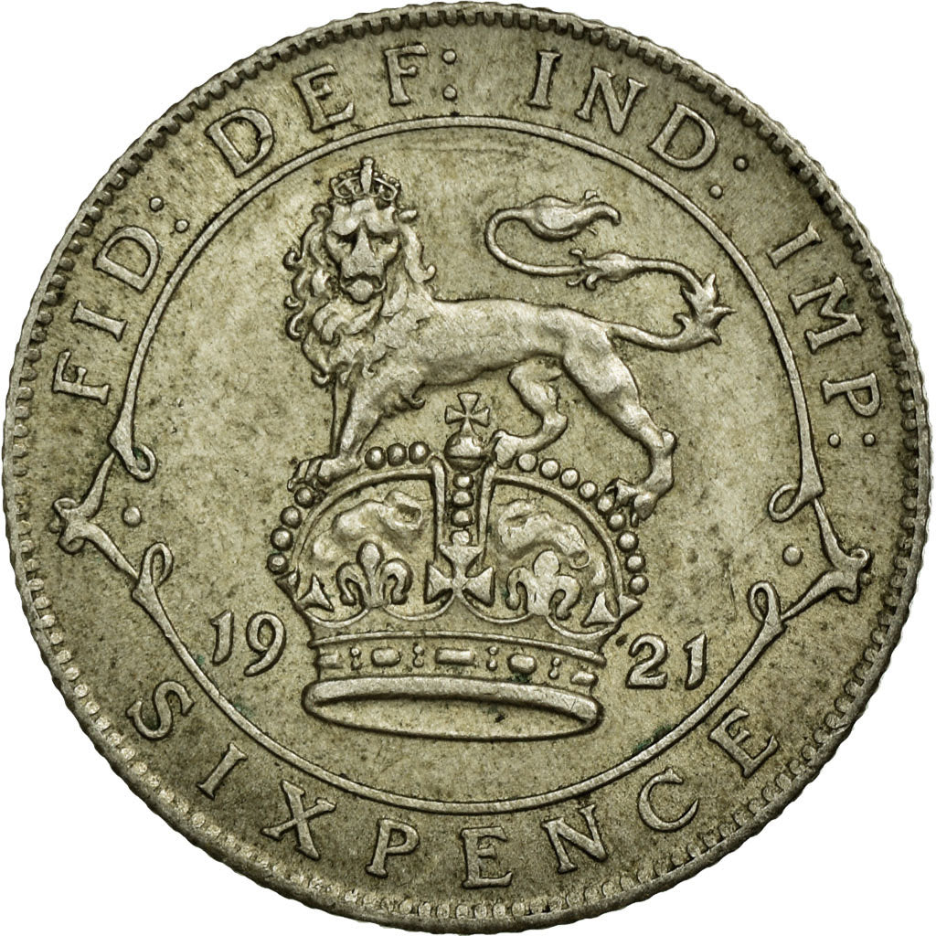 Coin, Great Britain, George V, 6 Pence, 1921, AU(50-53), Silver, KM:815a.1