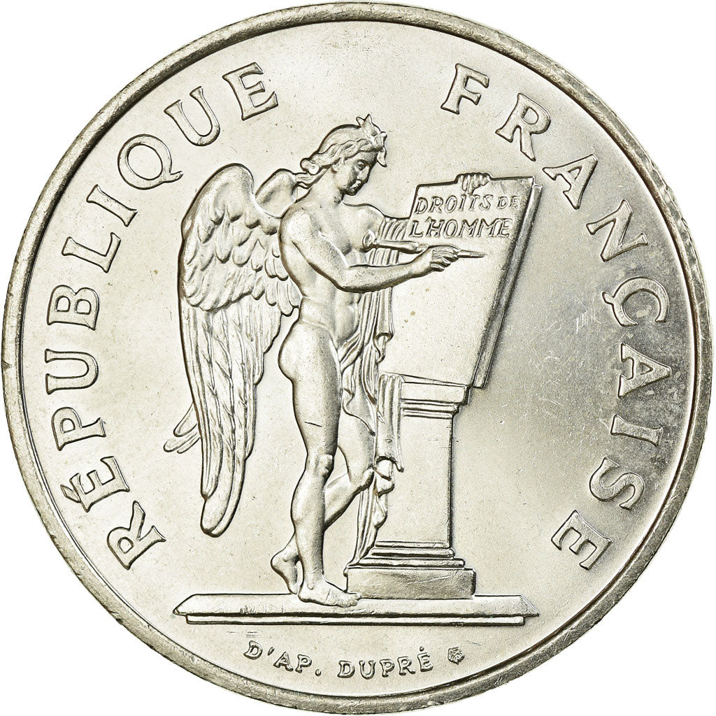 Coin, France, Droits de l'Homme, 100 Francs, 1989, EF(40-45), Silver, KM:970