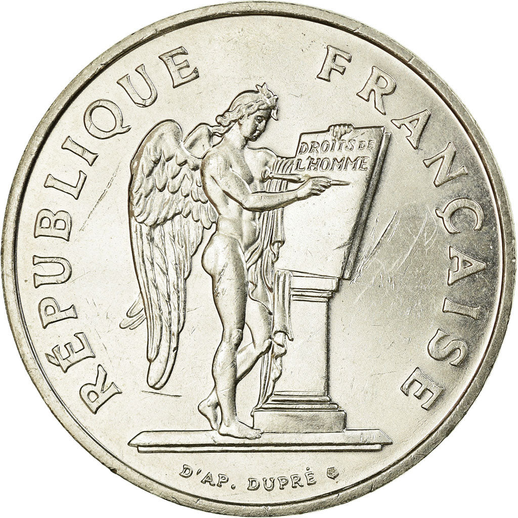 Coin, France, Droits de l'Homme, 100 Francs, 1989, EF(40-45), Silver, KM:970